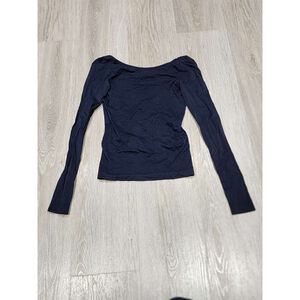 Intimately Long Sleeve Top Puff Shoulder Square Neck Navy Blue XS/S